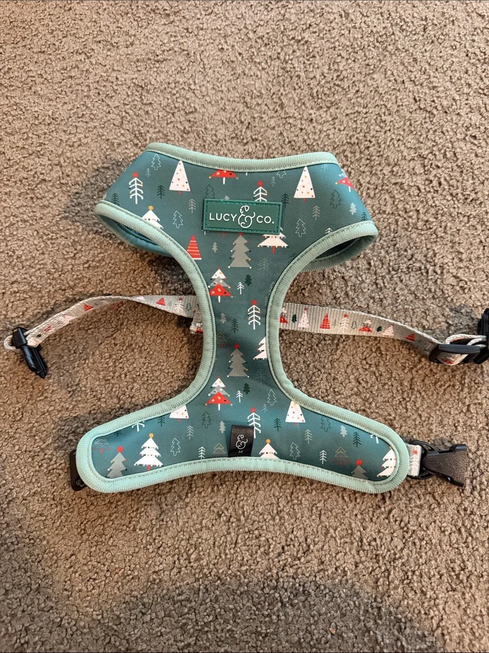 Lucy & Co. Green Santa Print Dog Harness reversible size medium